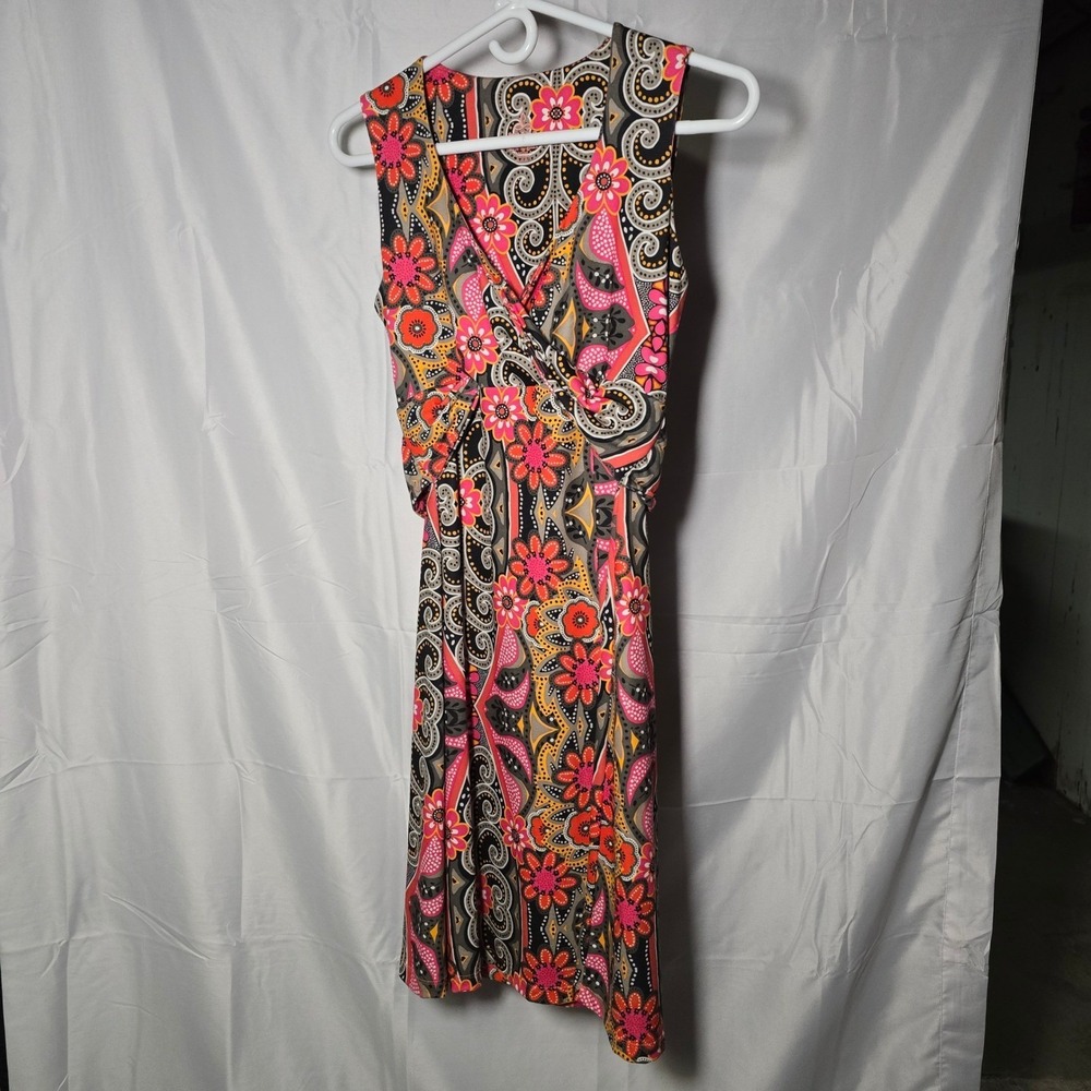 Prana Womens Small midi Paisley Floral Faux Wrap Sleeveless Dress S indie boho